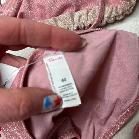 Penti Pink Shimmer Ruffle String Bikini. New. Size 36 top and size 40 bottom. - Picture 12 of 14